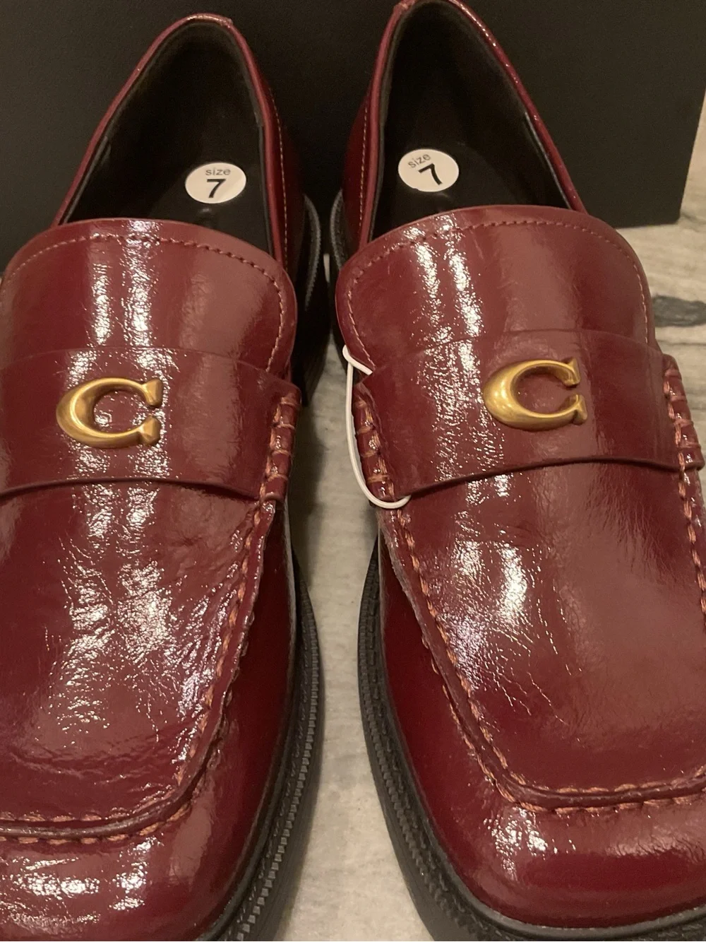 Coach Burgundy Patent Leather Loafers - Picture 3 of 10